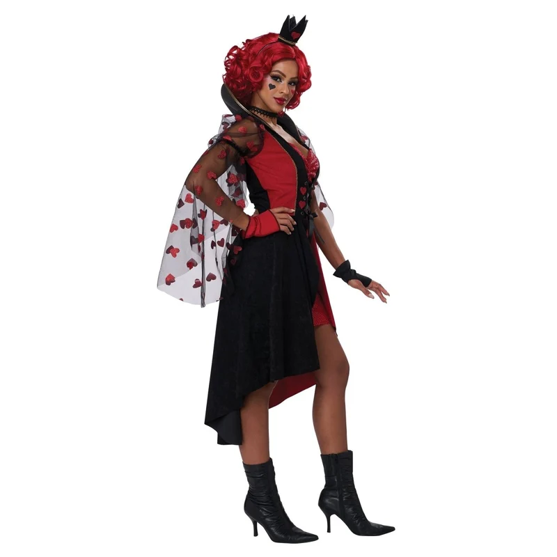 Red Queen Costume for Adults, Red and Black Dress