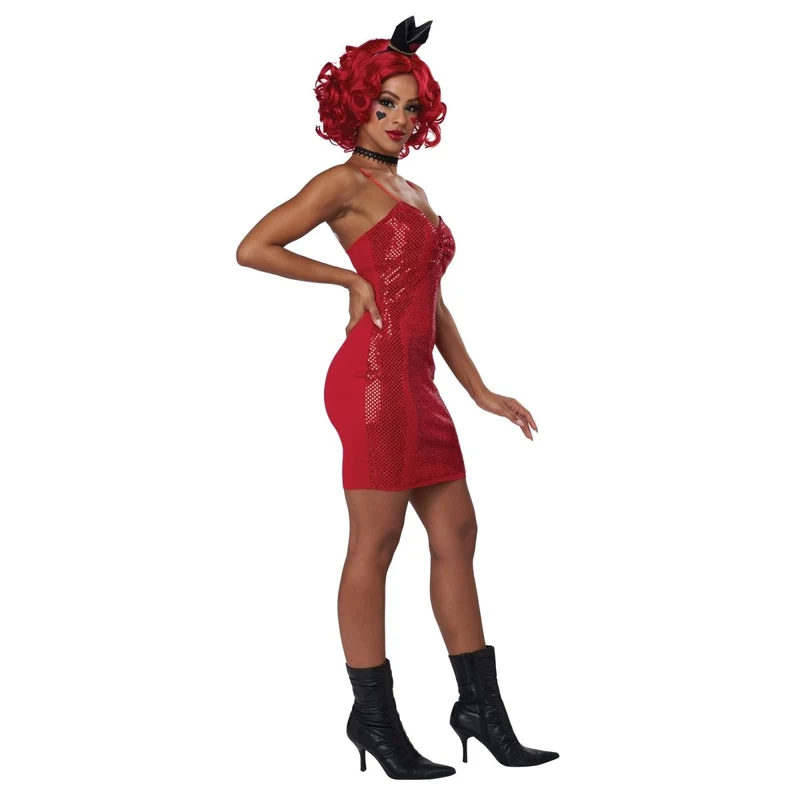 Red Queen Costume for Adults, Red and Black Dress