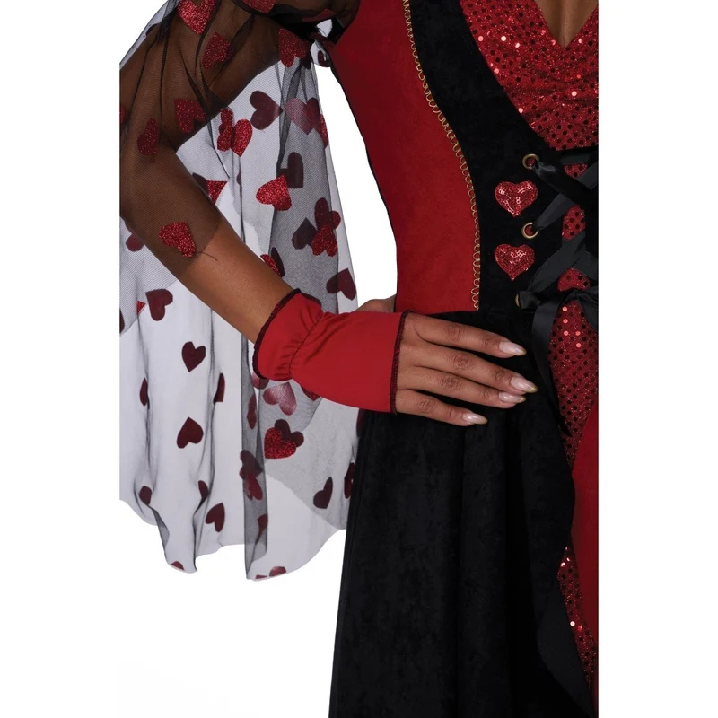 Red Queen Costume for Adults, Red and Black Dress