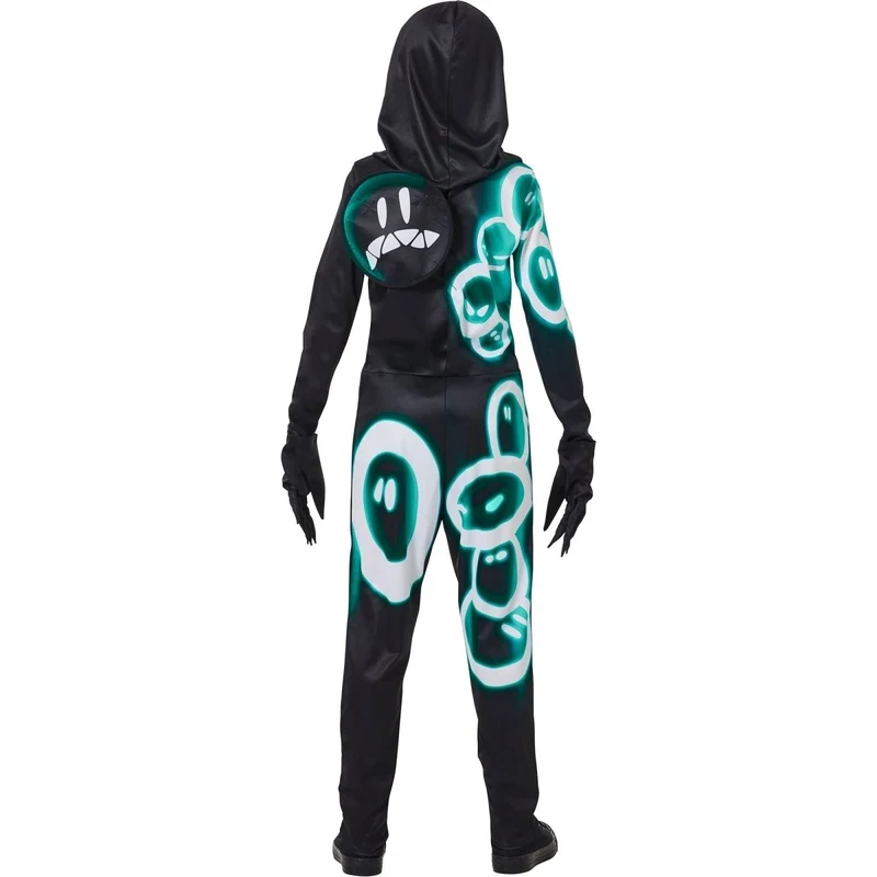 Fortnite Grimey Costume for Kids, Black and Blue Jumpsuit With Hood