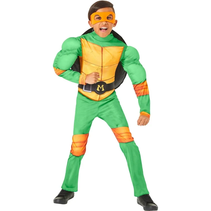 Mikey Costume for Kids, Teenage Mutant Ninja Turtles: Mutant Mayhem, Orange and Green Jumpsuit