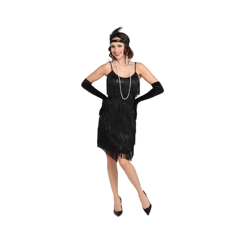 1920s Black Fringe Plus Size Dress for Adults