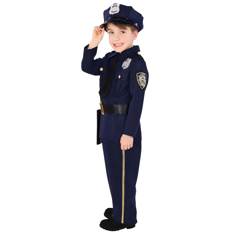 Police Officer Costume for Kids, Blue Shirt and Pants