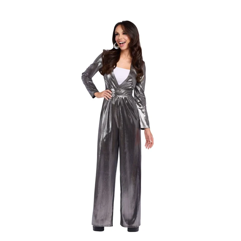 Silver Disco Queen Jumpsuit for Adults