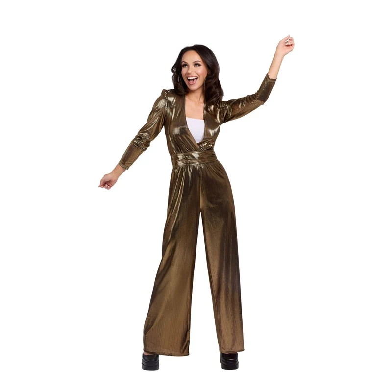 Gold Disco Queen Jumpsuit for Adults