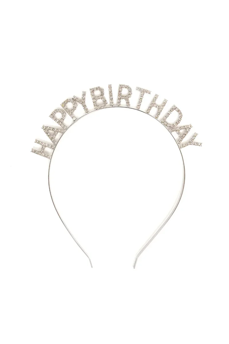 Happy Birthday Rhinestone Headband - Sparkling Celebration Hair Accessory for Parties
