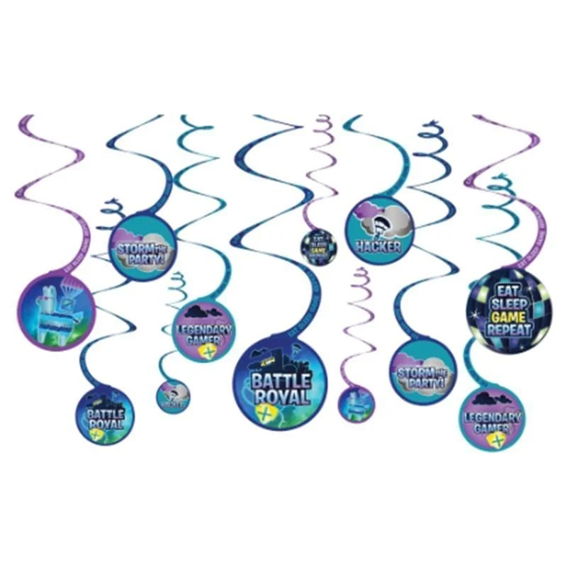 Fortnite Battle Royal swirl decorations, 12 per package