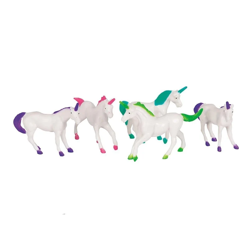Plastic unicorn figurines, 8 per package