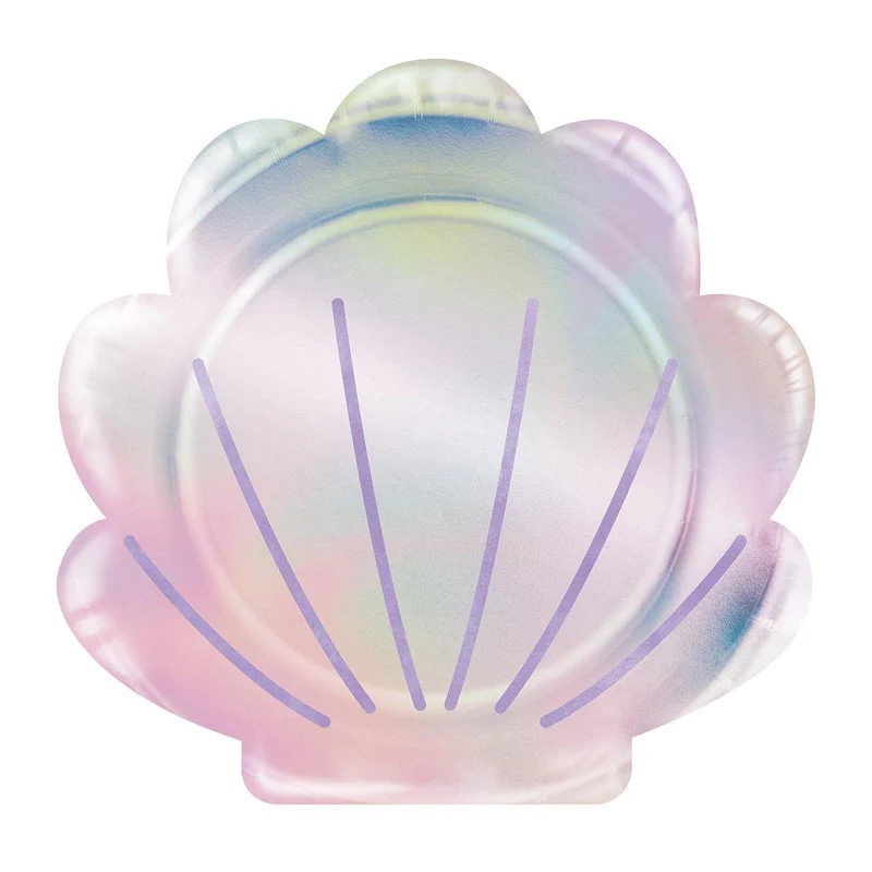 Mermaid Shine Shell-shaped Dinner Plates, 7.5 inches, 8 per package