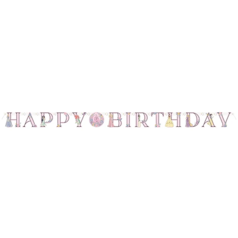 Disney Princesses Happy Birthday Paper Jointed Banner, 72 Inches, 1 Count