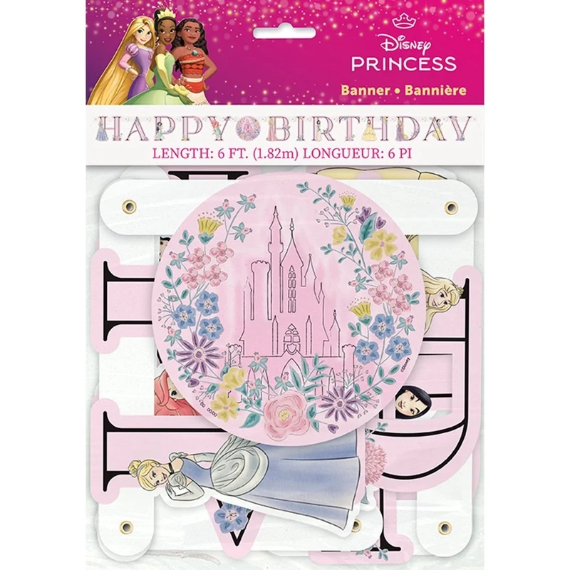 Disney Princesses Happy Birthday Paper Jointed Banner, 72 Inches, 1 Count