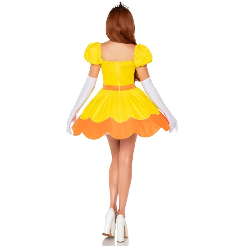Sunflower Princess Costume for Adults, Yellow Dress with Gloves and Crown