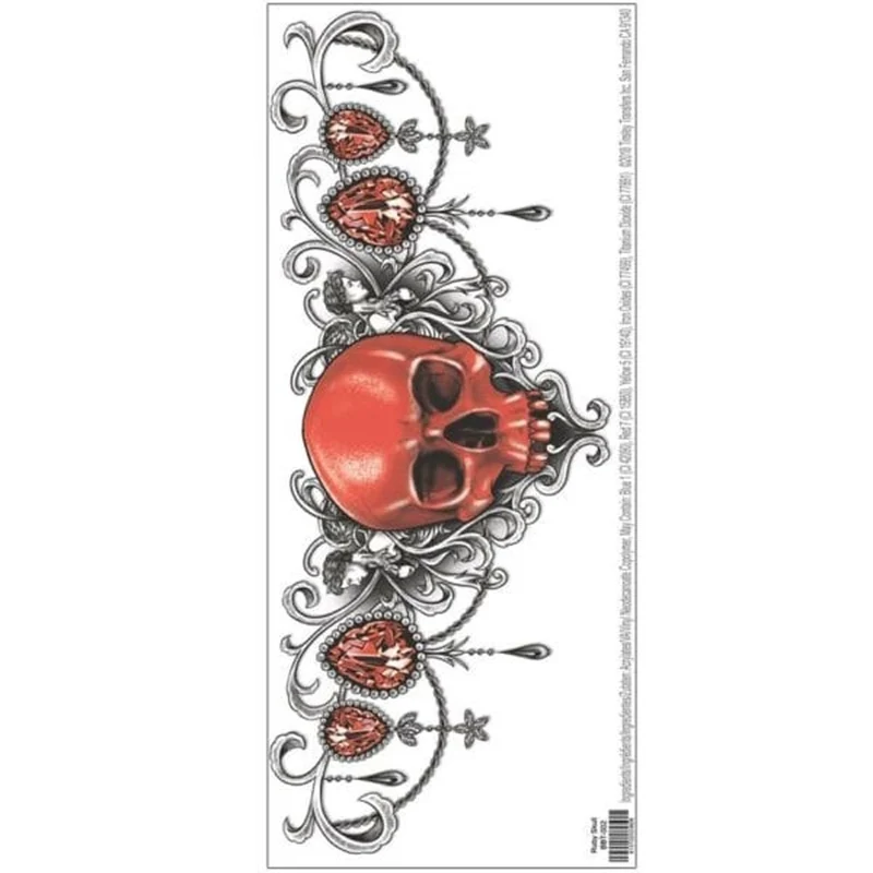 Ruby Skull Beauty Bone Temporary Tattoo FX
