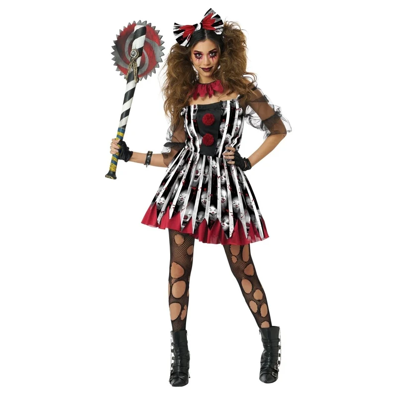 Savage Clown Costume for Adults, Bloody Dress