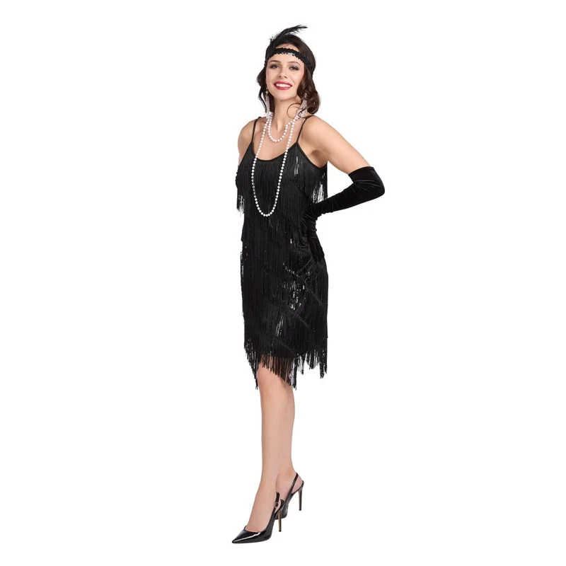 1920s Black Fringe Dress for Adults