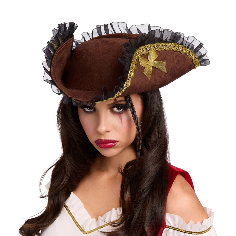 Pirate Tricorn Hat with Lace for Adults