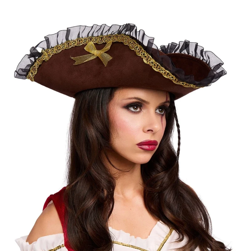 Pirate Tricorn Hat with Lace for Adults