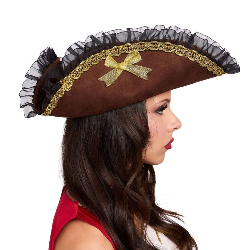 Pirate Tricorn Hat with Lace for Adults