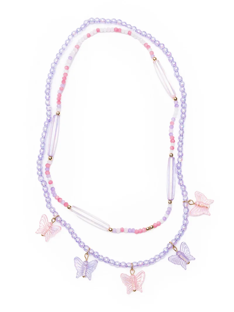 Butterfly Beauty Necklace with Pink and Purple Sparkle Accents