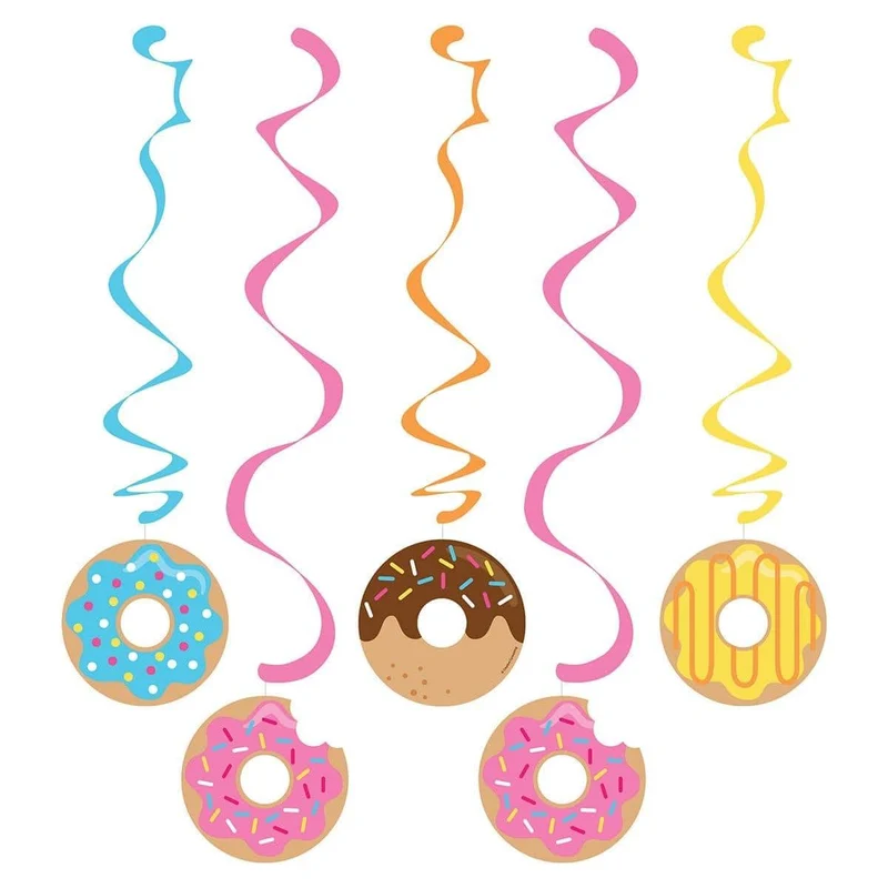 Donut Time swirl decorations, 5 per package