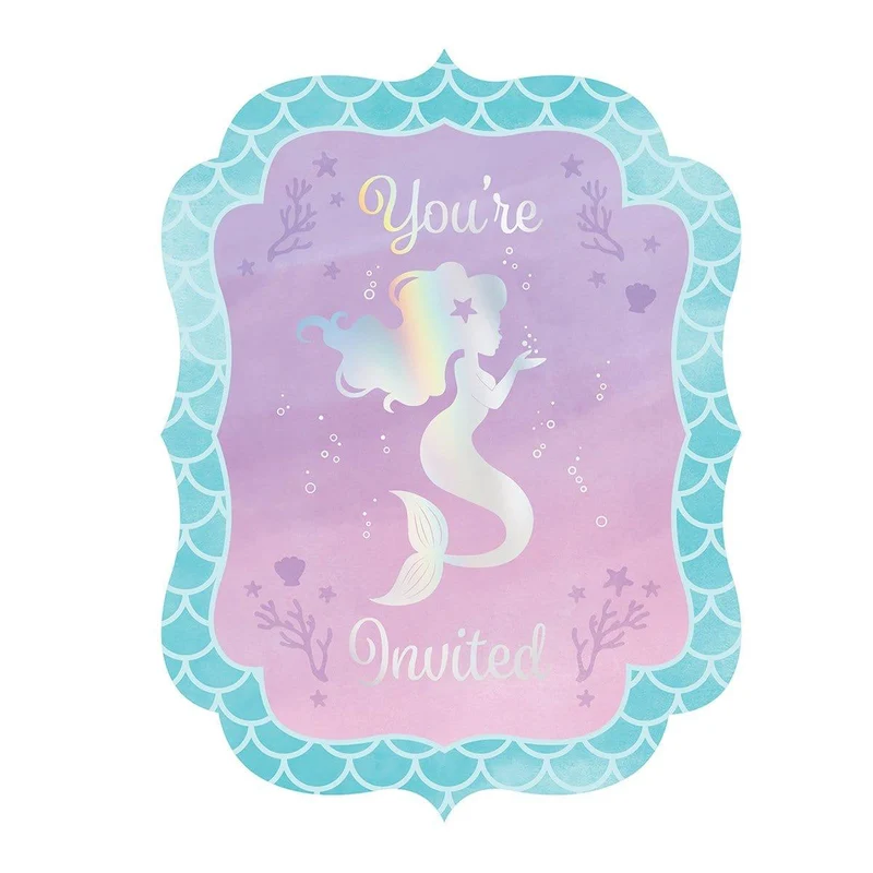 Mermaid Shine invitations, 8 per package