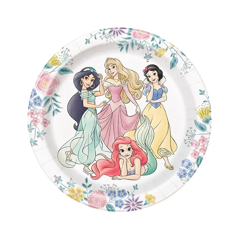 Disney Princesses Birthday Small Round Dessert Paper Plates, 7 Inches, 8 Count