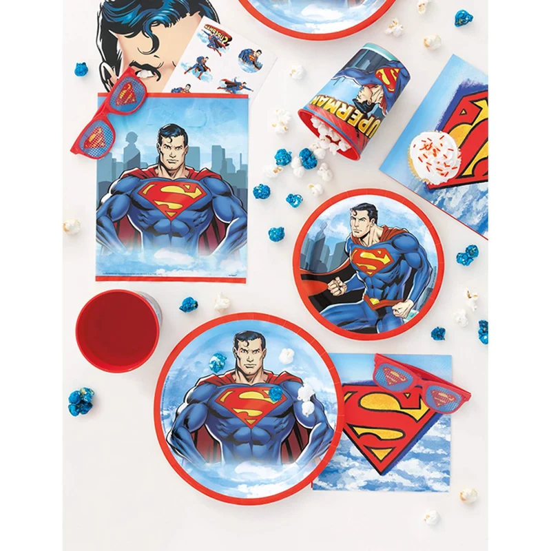 Superman Birthday Large Round Lunch Paper Plates, 9 Inches, 8 Count