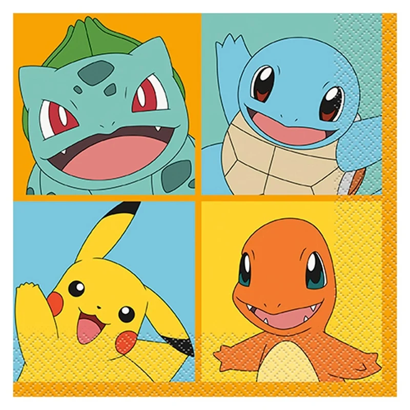 Pokémon Birthday Large Lunch Napkins, 16 Count