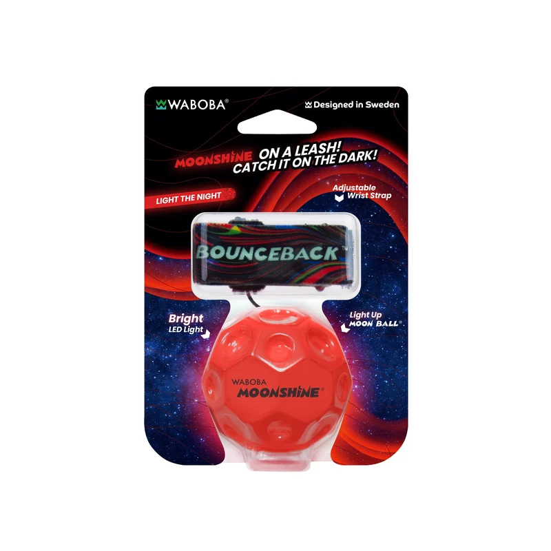 Waboba LED Bounceback Moonshine Light Up Ball With Wrist Leash