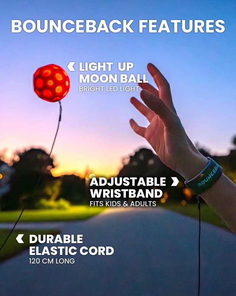 Waboba LED Bounceback Moonshine Light Up Ball With Wrist Leash
