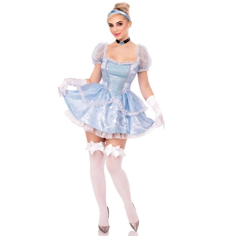 Ballroom Babe Costume for Adults, Blue Dress, Choker and Headband