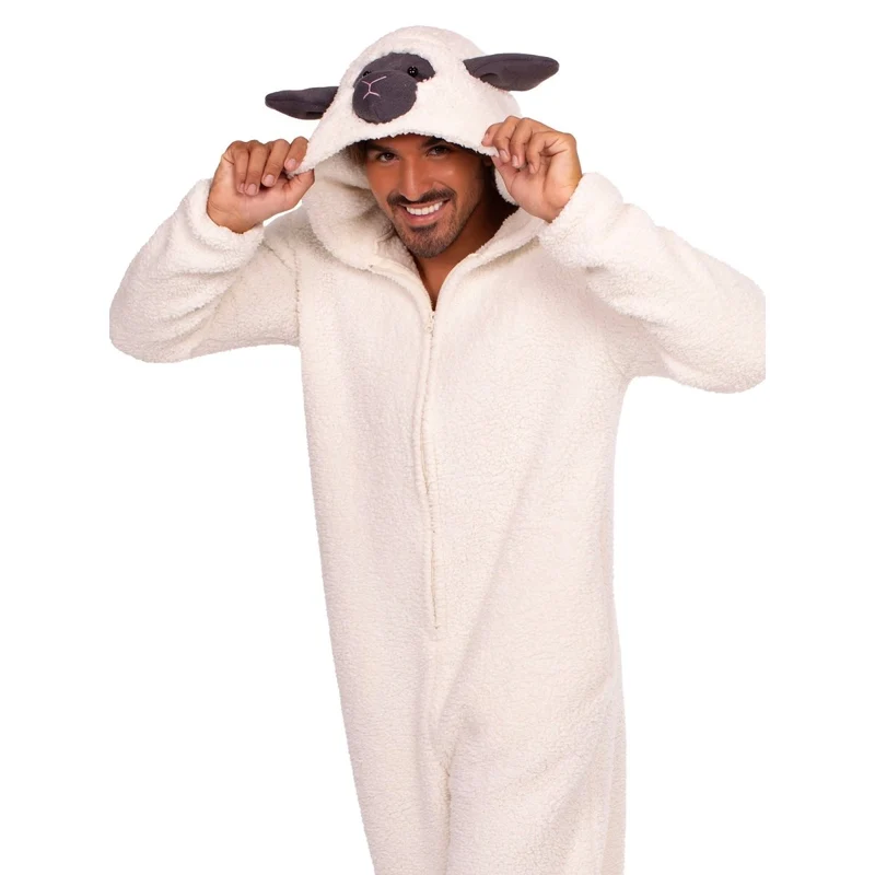 Lamb Costume for Adults, Plush Jumpsuit