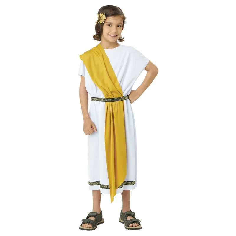 Basic Toga Costume for Kids, Gold and Black Shawls