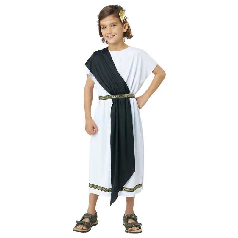 Basic Toga Costume for Kids, Gold and Black Shawls
