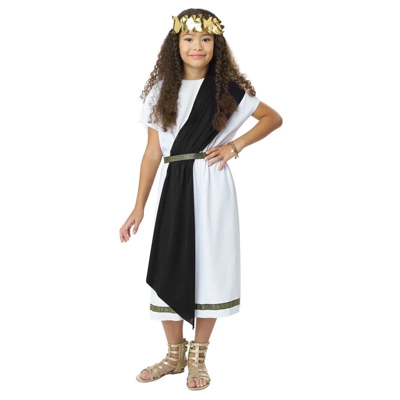 Basic Toga Costume for Kids, Gold and Black Shawls