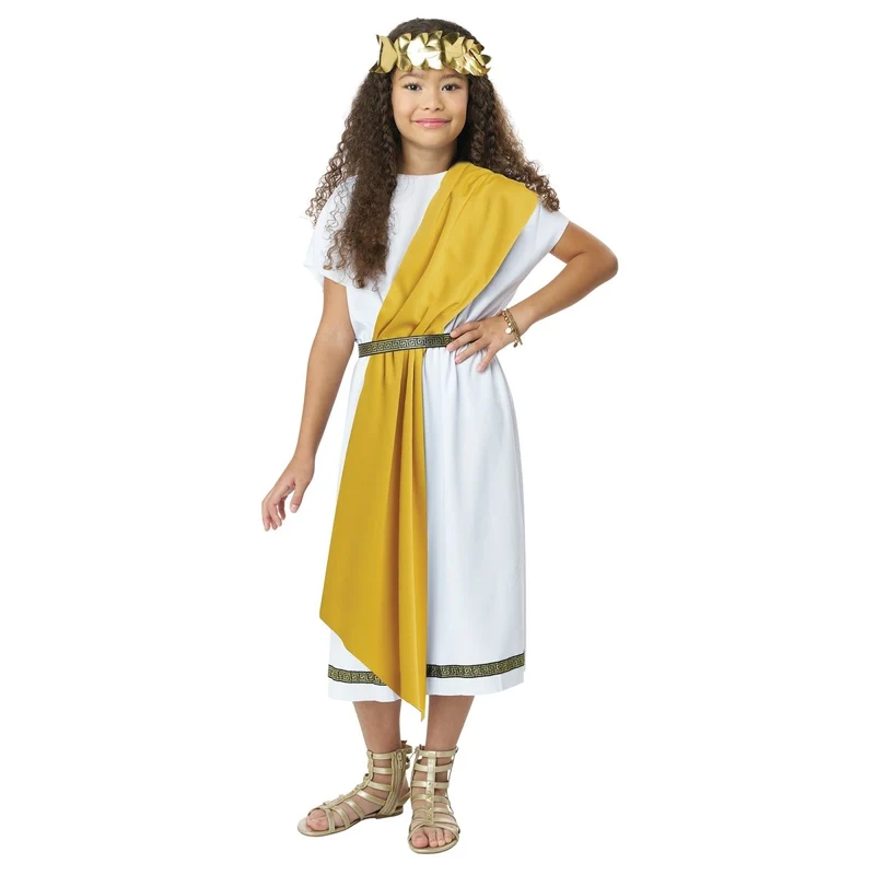 Basic Toga Costume for Kids, Gold and Black Shawls