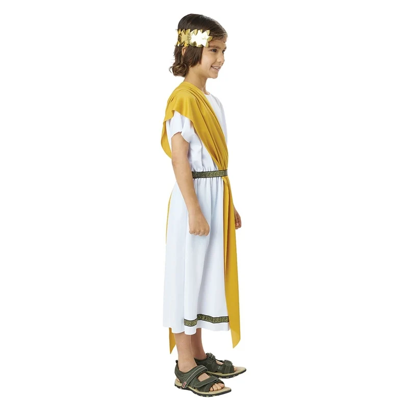Basic Toga Costume for Kids, Gold and Black Shawls