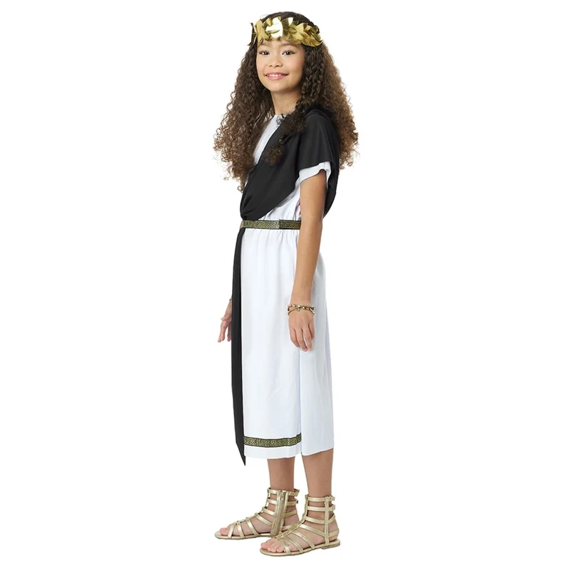 Basic Toga Costume for Kids, Gold and Black Shawls