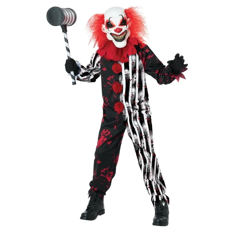 Maniac Clown Costume for Kids, Bloody Jumpsuit