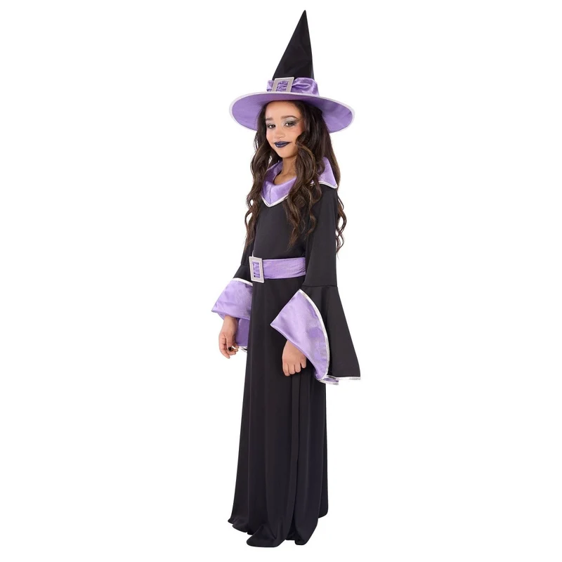Enchanted Witch Dress Costume for Kids, Black and Purple Dress