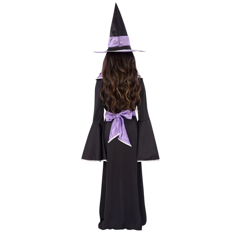 Enchanted Witch Dress Costume for Kids, Black and Purple Dress