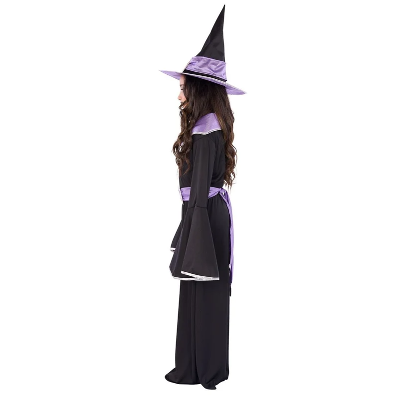 Enchanted Witch Dress Costume for Kids, Black and Purple Dress