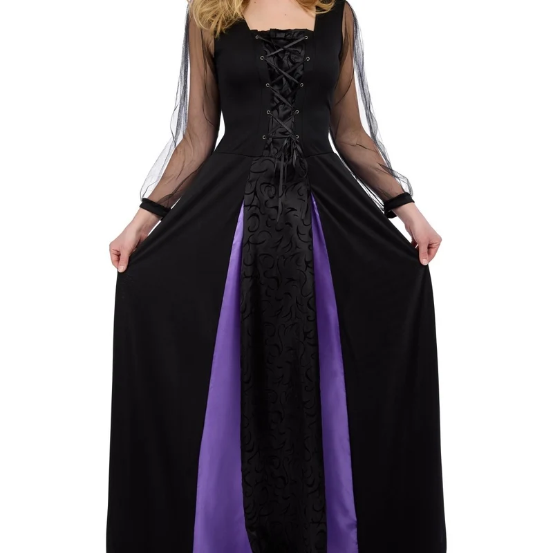 Midnight Witch Dress Costume for Adults, Black and Purple Dress