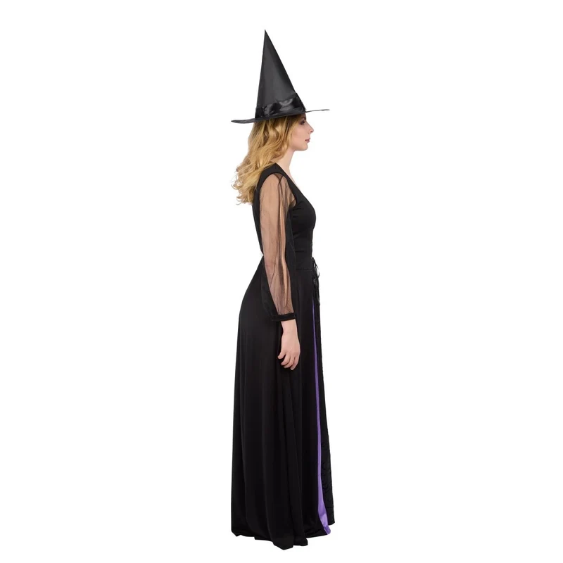 Midnight Witch Dress Costume for Adults, Black and Purple Dress