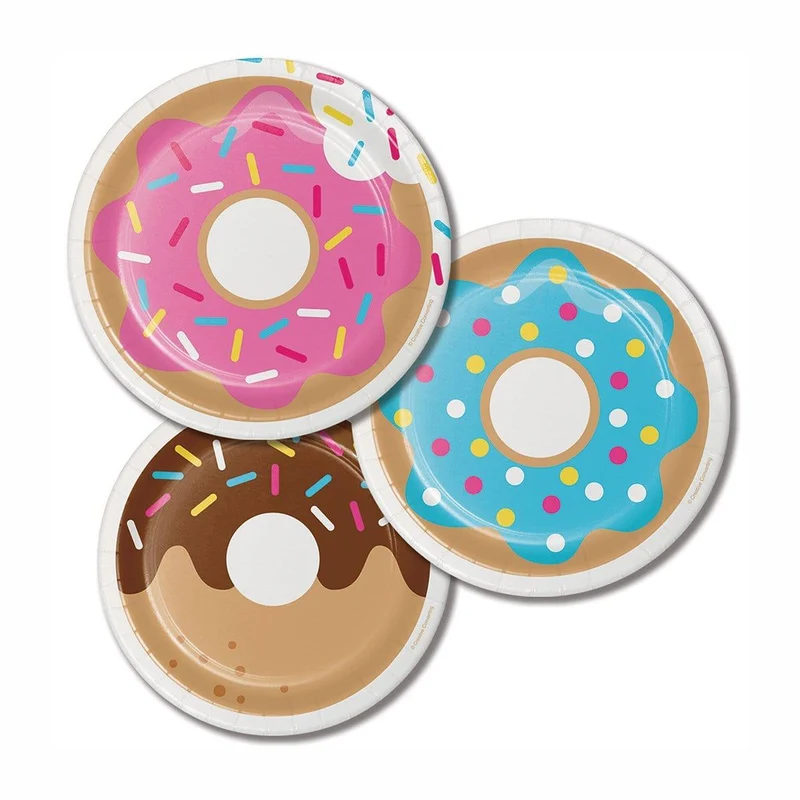 Donut Time Dessert Plates 7 inches, 8 per package