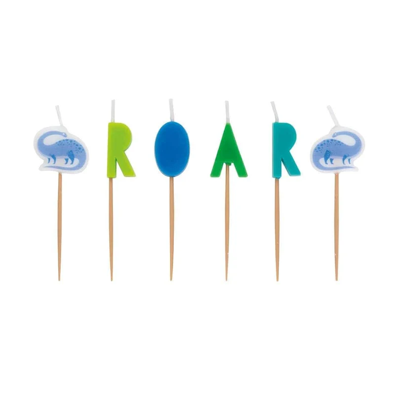 Blue & Green Dinosaur Candles, 6 Count