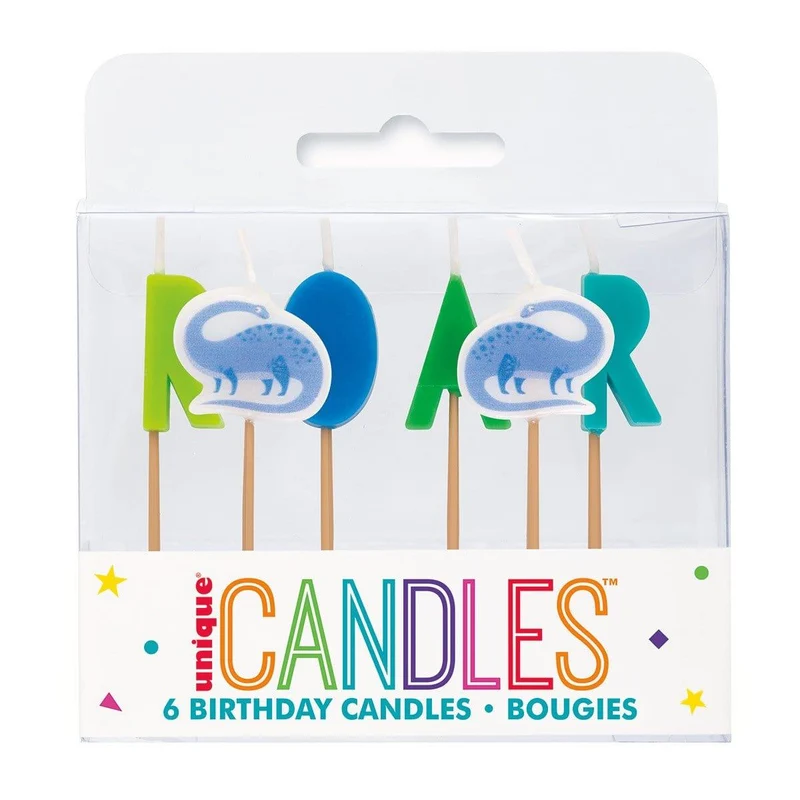 Blue & Green Dinosaur Candles, 6 Count