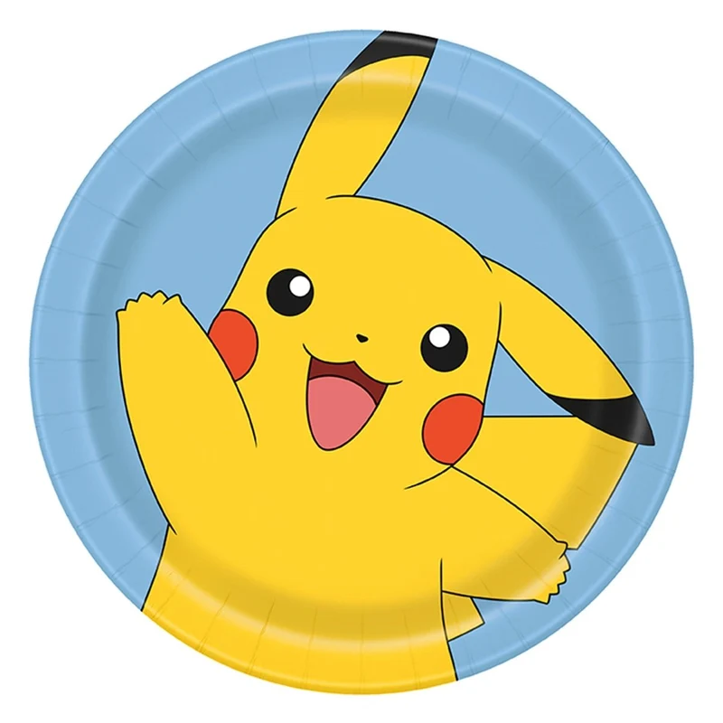 Pokémon Birthday Large Round Lunch Paper Plates, 9 Inches, 8 Count
