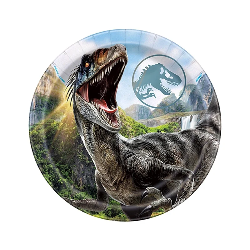 Jurassic World Birthday Small Round Dessert Paper Plates, 7 Inches, 8 Count