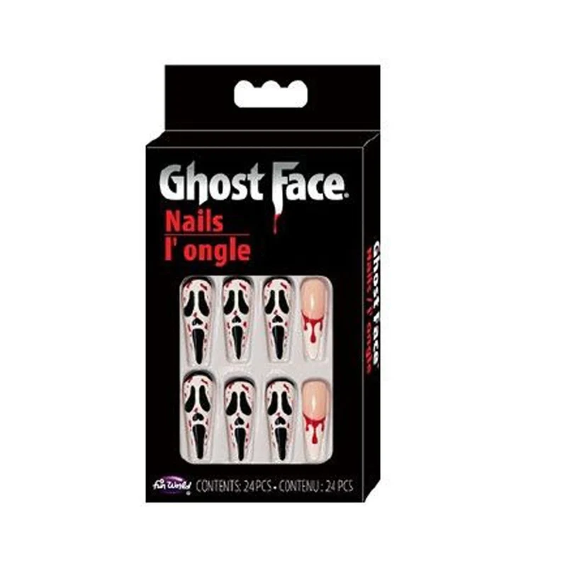 Ghost Face Blood Splatter Nails, Scream, 24 Count